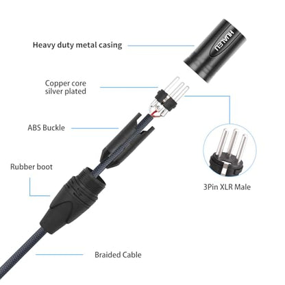 2 Pack 3 Pin XLR Male to Male Microphone Cables,1FT (OFC) Balanced XLR Audio Cable Male to Male,for Mixer Microphone DMX - color: XLR Male to Male, size: 1feet