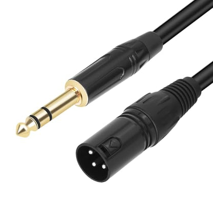 6.6 FT XLR Male to 1/4 TRS,2Pack Professional 6.35mm TRS to XLR Male Quarter inch Balanced Cable for Mixer Power Amplifier - color: XLR Male to 6.35, size: 6.6 ft - 2 Pack