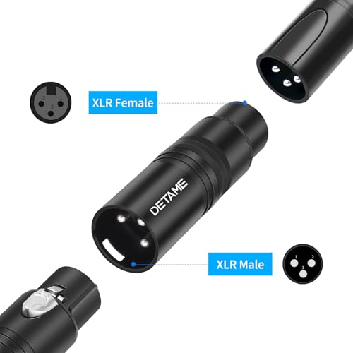 3Pin XLR Male to Female Audio Adapter, Black Painted Zinc Alloy Shell,for Mic,Amplifier, Mixer XLR 3-Pin Audio Connectors DMX 512 Adapter-3Pack - color: XLR M To F*3