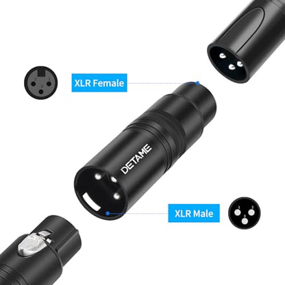 3Pin XLR Male to Female Audio Adapter, Black Painted Zinc Alloy Shell,for Mic,Amplifier, Mixer XLR 3-Pin Audio Connectors DMX 512 Adapter-3Pack - color: XLR M To F*3