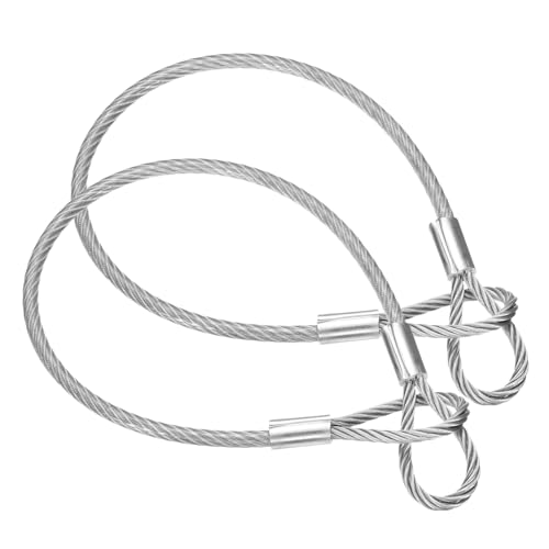 PATIKIL 20 Inch Safety Cable Lock, 2 Pcs 304 Stainless Steel Security Wire Ropes 0.26" Dia Double Loop Anti-Theft Safety for Bicycles Luggage Stage Lighting, Clear - size: 20 Inch-Clear