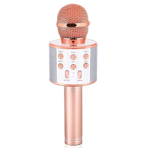 Toys for Girls Age 5-12, Wireless Bluetooth Karaoke Microphone for Kids Popular Toys for 5 6 7 8 9 10 11 12 Year Olds Girls Boys Best Gifts for 5-12 Year Olds Girl Boy Teen - Champagne - color: Champagne