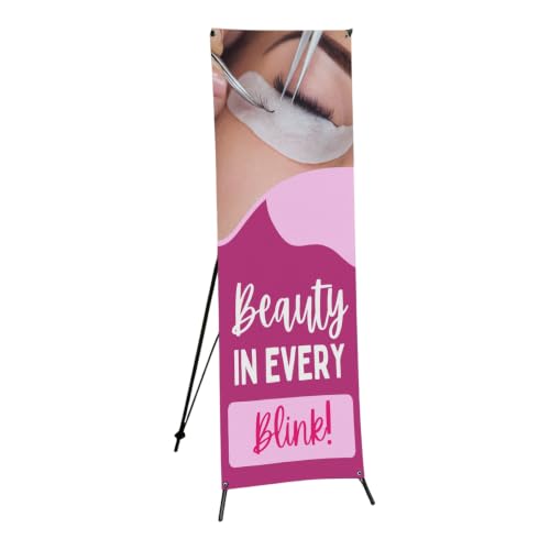 DreamController Lashes & Brows X-Stand Banner by DC | 30"x65" Tripod Display | Beauty in Every Blink Vertical Banner for Trade Shows & Events | Made in USA | (Stand Not Included) - color: Beauty in Every Blink, size: X Banner - 30x65"