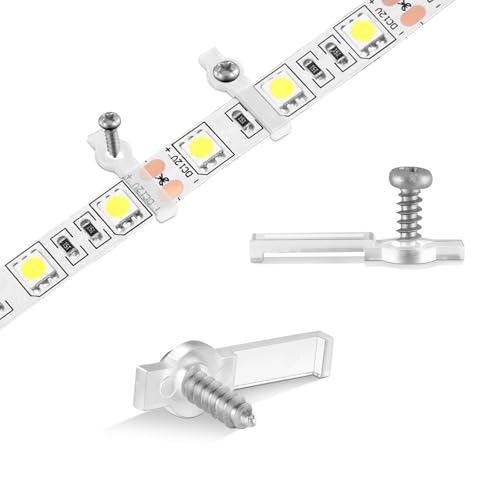 GRIVER 100 Pack Strip Light Mounting Brackets,Fixing Clips,One-Side Fixing,100 Screws Included (for 10mm Wide Non-Waterproof Strip Lights) - style: For 10mm Wide Non-Waterproof Strip Lights