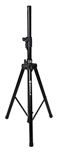 Rockville RVSS4AB DJ PA Tripod Speaker Stand, Black, Hydraulic Auto Lift | Auto Lowering, 154 lbs Capacity, 42-79 in. Height, Steel and Aluminum, Lightweight, Travel Bag Included