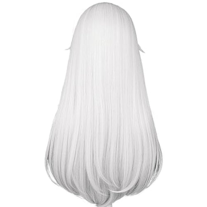 27in/70CM Long Straight White Wig with Bangs Women Halloween COS 60s Men's Hippie Wigs Queen Witch Devil Game Cosplay wig Anime COS Inuya Wigs Christmas,Comic con,Game Show,Party - color: Pure White