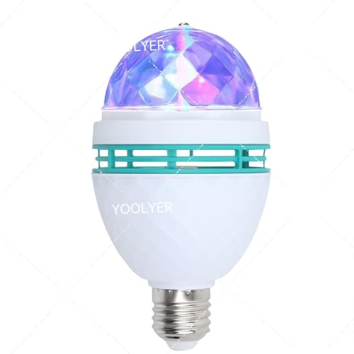 1 Pack Color Rotating Bulb E26 Party LED Bulbs,Multi Crystal Stage Lights for Disco,Color Changing Strobe RGB Bulb,Suitable for Indoor and Outdoor Birthday Parties,Clubs,Bars,Photography