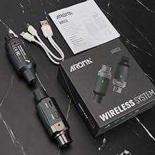 AROMA Wireless XLR Transmitter and Receiver, UHF Wireless Microphone Audio System for Dynamic Mics PA Mixer