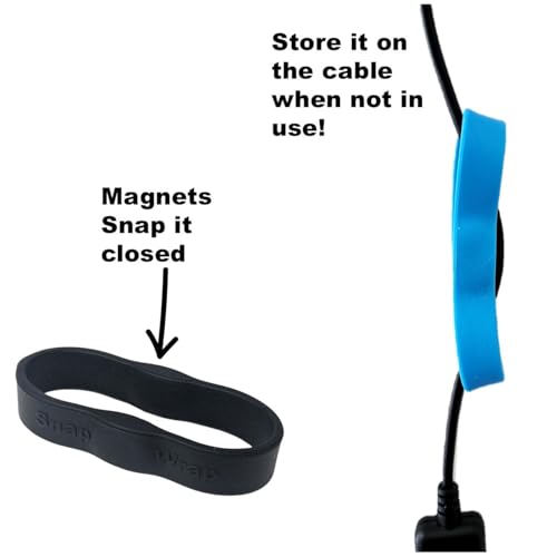 Snap Wrap | Pro Silicone Magnetic Cable Organizer 6-Pack | Easy One-Hand Operation Cable Management Bands for Home, Office, and Travel | Tidy Cable and Wire Storage - color: Black