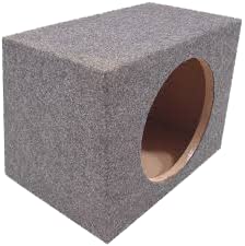 15" Sealed Subwoofer Box Rear Angle Single 15 Sub Enclosure 5/8" MDF - ASC | Empty 15 inch woofer cutout, air-tight bass loading, slant-back panel clears seats and cargo, dense wood build, carpet finish
