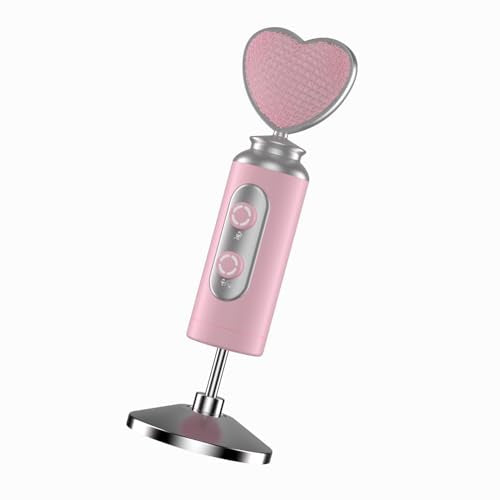 HB128 USB Gaming Condenser Mic Pink Heart Design Plug & Play - color: HB128 desktop
