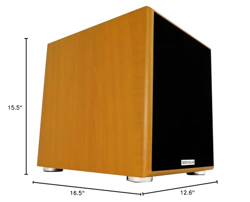 Rockville Rock Shaker 10" Classic Wood Powered Subwoofer Home Theater | 600W Peak, 300W RMS, RCA In/Out, High-Level In/Out, 20Hz-200Hz Response, MDF Enclosure, Class D Amplifier - color: Classic Wood