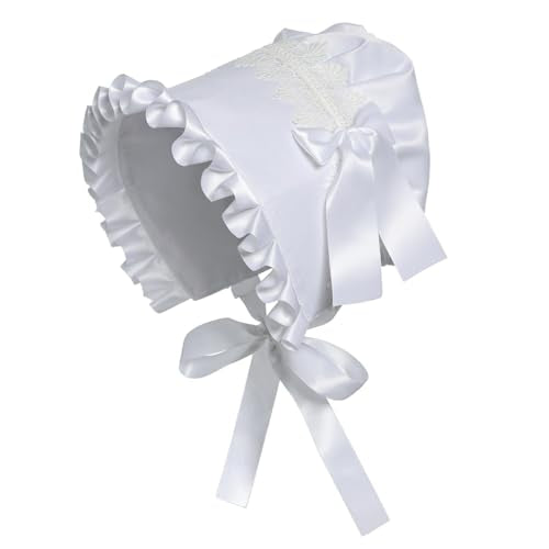 Women's Mob Cap Victorian Housemaid Bonnet Pilgrim Hat Colonial Costume Accessory - color: White