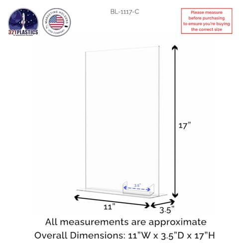 Marketing Holders 2 Pack Sign Holder Table Tent 11" x 17" Advertisement Display Clear Acrylic Bottom Load with 3.5" x 2" Business Card Slot - size: 11"W x 17"H Bottom Load w/Card Slot