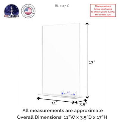 Marketing Holders 2 Pack Sign Holder Table Tent 11" x 17" Advertisement Display Clear Acrylic Bottom Load with 3.5" x 2" Business Card Slot - size: 11"W x 17"H Bottom Load w/Card Slot