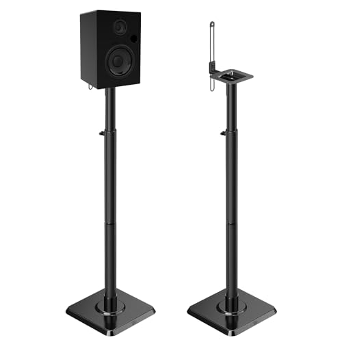 Mounting Dream Height Adjustable Speaker Stands for Bookshelf Speakers - size: 9.4" W x 18" H Speaker