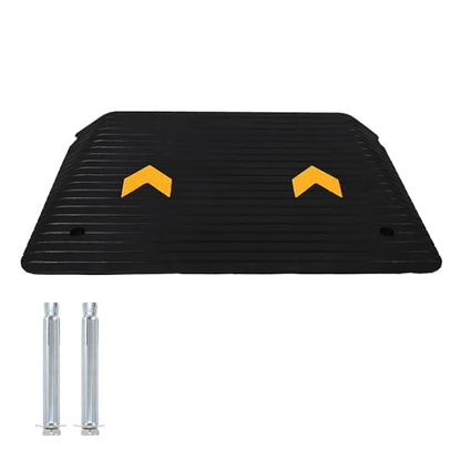 Rubber Threshold Ramp 4" Rise, 33069LBS Capacity Portable Wheelchair Ramp with Channel Cord Cover, All-Weather Non-Slip Surface for Doorways, Steps, Cars & Pets (35.5"x24") - size: 4"-1 Pack