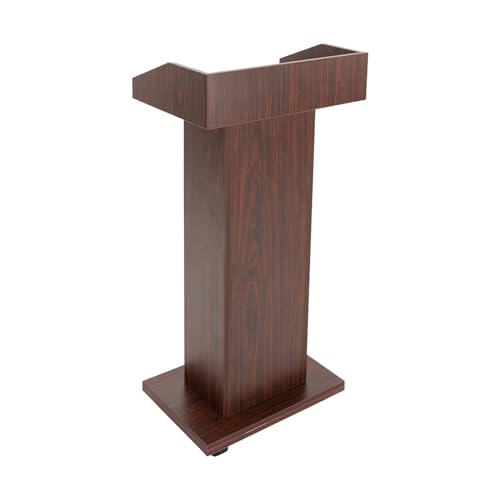 43.3 Inches Pulpit with Wooden Heavy Base, 3-Tier Movable Church Pulpit Portable Podium Stand for Lectern eith 4 360° Swivel Wheels in Conference Rooms, Schools, Classrooms, Meeting Halls - color: Brown(22*15.3*43.3in)