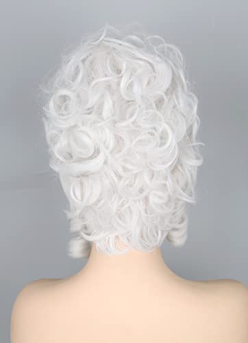 Topcosplay Halloween Costume Party Wigs for Women Girls White Powdered Wig Short Beehive Wigs Renaissance Wig - color: White
