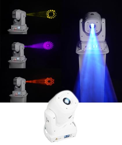 Rockville Rock SPOT White 260W Moving Head Light Pair with RTP33-TV Stands | Wireless DMX, Spot/Prism/Gobo, Zoom, 7 Colors, Sound Activated, 2 Totem Stands with Detachable TV Mount, 4-Items