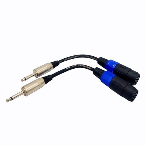 Sam&Johnny Speakon Female to 1/4" Male TS Speaker Cable Adapter - Professional Audio Connector Cable Heavy Duty Speakon Cable for PA System Amplifier (2 Pack, 6 Inch)