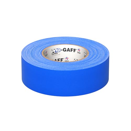 2" Pro Gaff Gaffers Tape 55 yards length electric blue matte. Premium Heavy-Duty Gaffers Tape trusted by professional Gaffers. Made in the USA. Holds Tight, Easy to remove. (Pack of 24)
