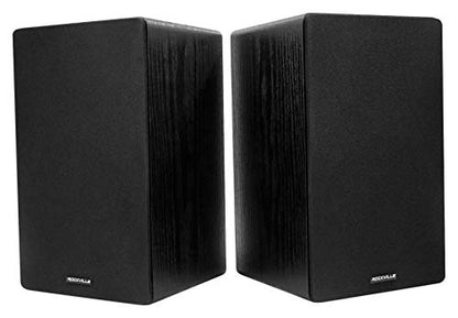 Rockville RockShelf 64B Black 6.5" Home Theater Bookshelf Speakers, Pair | 400W Peak/100W RMS, 4 Ohm, Kevlar Woofer, Silk Dome Tweeter, Wall Mountable, Magnetic Grill, MDF Cabinet - color: Black