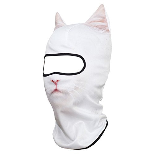 WTACTFUL 3D Animal Ears Balaclava, Breathable Face Mask for Halloween | Stand-Up Ears, Windproof Dustproof, Quick-Dry, No Fade Print, Soft, for Music Festivals Raves Ski Snowboard Moto Party - color: Cat Meb-27