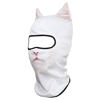 WTACTFUL 3D Animal Ears Balaclava, Breathable Face Mask for Halloween | Stand-Up Ears, Windproof Dustproof, Quick-Dry, No Fade Print, Soft, for Music Festivals Raves Ski Snowboard Moto Party - color: Cat Meb-27