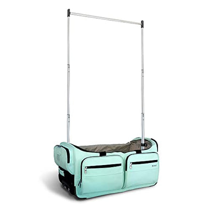 Mavii Dance Bag with Garment Rack, 28 Inch Rolling Duffel, Ideal for Competitions & Travel, Water-resistant/Wipe-clean Fabric, Lightweight Aluminum Rack, Wheeled Upright Luggage, Mint - color: Mint 28"