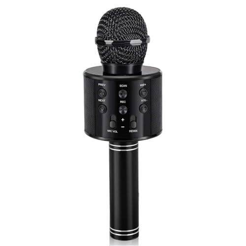 Kids Toys Age 3-12, Karaoke Microphone for Kids Birthday Presents Gifts for 5 6 7 8 9 10 11 12 Year Old Girls Boys Toys for 4-11 Year Old Girl Boy Teen - Black - color: Black