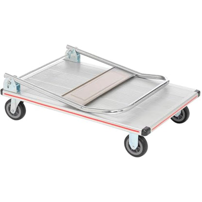 Global Industrial Lightweight Folding Platform Truck, Aluminum, 36" L x | 24"W, 600 Lb. Capacity, 2 Swivel & 2 Rigid 5" Rubber Casters, Flatbed Push Cart - size: 36"L x 24"W x 6"H