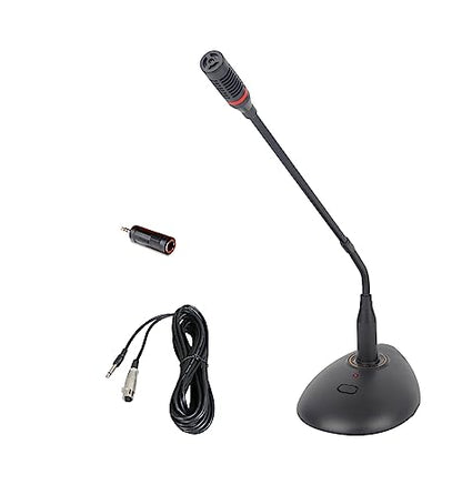 Podium Condenser Gooseneck Microphone,XLR Wired Connection for PC or Laptop with 3.5mm Adapter,Mute Button with LED Indicator,360° Adjustable Hose for Conferencing,Churches,Podcasting