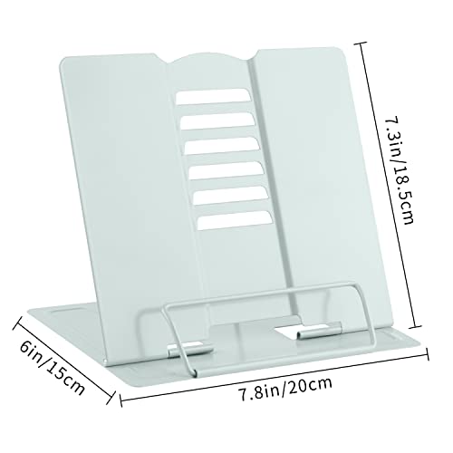 MSDADA Desk Book Stand Metal Reading Rest Book Holder Angle Adjustable Stand Document Holder Portable Sturdy Lightweight Bookstands-Textbooks Tablet Music Books Cook Recipe (Macaron Green) - color: Macaron Green