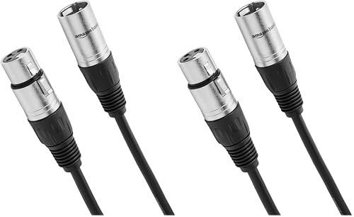Amazon Basics XLR Microphone Cable for Speaker or PA System, Recording Studio, All Copper Conductors, 6MM PVC Jacket, 50 Foot, Black (Pack of 2) - size: 50 Feet (Pack of 2), style: 1-Pack