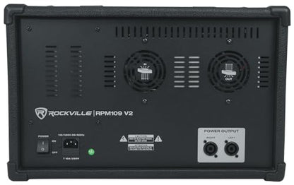 Rockville RSG15.24 Dual 15" 3-Way PA Speaker Pair with RPM109 V2 Mixer | 3000W Peak / 1500W RMS, RPM109 V2 12 Channel Mixer, 7 Band EQ, Effects, USB, 48V, 2 Speakon Cables, 5-Items