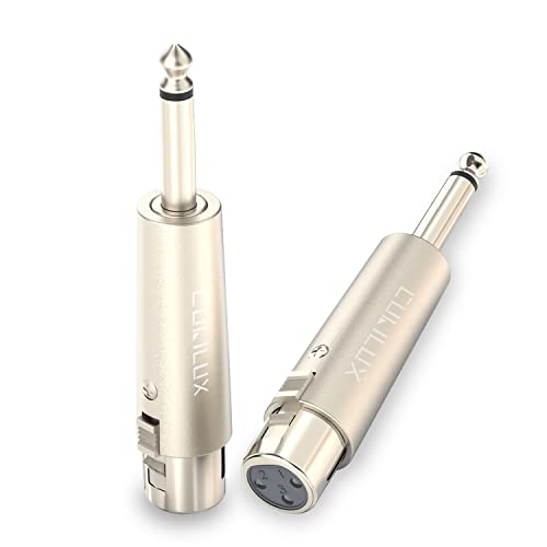 Cubilux Unbalance XLR Female to 1/4” TS Male Converter, XLR to 6.35mm(Quarter Inch) TS Mono Adapter for Guitar, Keyboard, Drum, Microphone, Power Amplifier, Mixer, Karaoke System, Speaker, 2-Pack - color: TS Male to XLR Female, 2-Pack