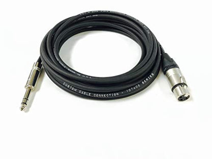 Custom Cable Connection 10 Foot Neutrik NC3FXX Female XLR to Neutrik Rean NYS228 1/4 Inch (6.35mm) TRS Balanced Pro Audio Cable - size: 10 Foot, style: Female (Black)