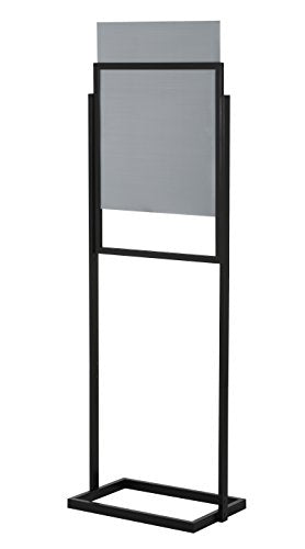 M&T Displays Metal Eco Info Board, Black 18x24 Inches Slide-In Poster Sign Holder 1 Tier Double Sided Floor Standing Pedestal Advertising Display with Backing and Anti-Glare PET Cover - color: Black, size: 18x24
