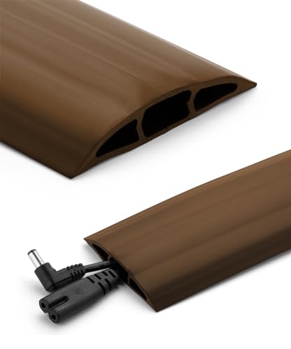Bates- Floor Cord Cover, 10ft, Cable Cavity 0.6" (W) x 0.31" (H), Heavy Duty Wire Protector, PVC Extension Cords Hider, Protect Cords, Prevent Cable Trips, Cord Hider for Office, Home, Outdoor - color: Brown, size: 10 Ft