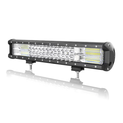 AUXTINGS 18 inch 252W Triple Row 7D Spot Flood Combo Beam LED Light Bar Waterproof LED Work Driving Lights for Vehicle Off Road Jeep ATV AWD SUV 4WD 4x4 Pickup - size: 18 inch 3 row