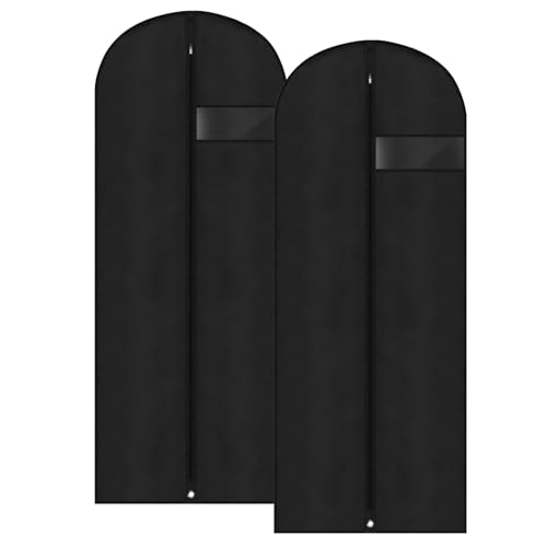 Dress Bags for Gowns,2 PCS 60" Long Dress Garment Bag, Garment Bags for Hanging Clothes,Dress Cover with Clear Window for Women's Coats, Formal Gowns, and Evening Dresses (Black) - size: 24"×60"