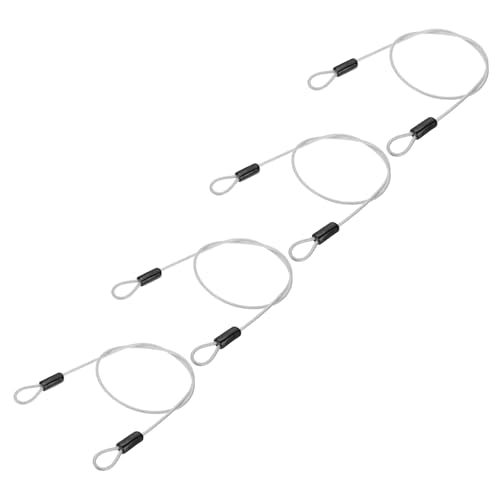 PATIKIL 3/16" Dia Vinyl Coated Stainless Steel Cable with Loops, 4 Pcs 3 ft (39") Flexible Wire Rope Security Chain Lanyard Lock for Outdoor Stage Lighting Luggage Lock, Clear - color: Clear, size: 3/16"x3 ft