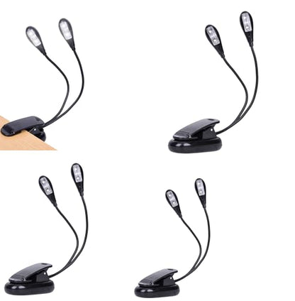 4 Pack Music Stand Lights, Eye Caring Clip-on Piano Light, USB & AAA Battery Operated, LED Book Reading Lamps, 4 Brightness, Ideal for Musician, Piano, Orchestra, Guitar, Travel (Dual Arm) - size: 4 Pack