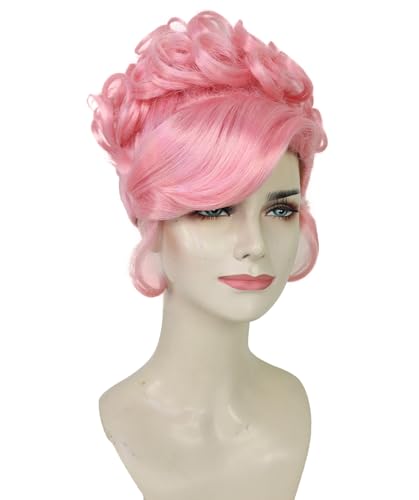 American Rapper Curly Updo High Fashion Wig for Women - Celebrity Style Wig | Elegent Choice for Cosplay Events, Halloween Parties & Themed Performances - Pink - color: Pink