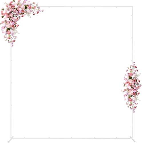 Wokceer Square Wedding Arch Backdrop Stand White Metal Arch 7.2FT x 6.6FT - color: White, size: 7.2FT x 6.6FT