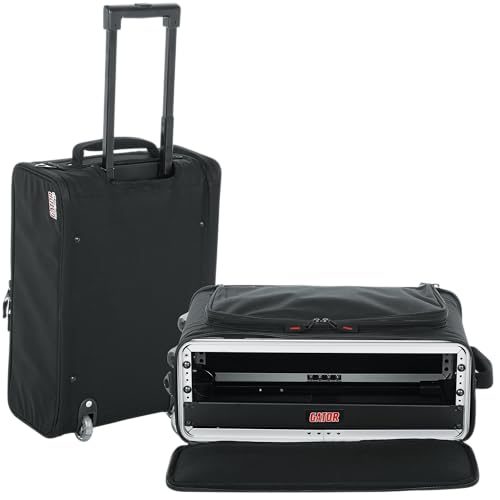 Gator Cases Lightweight Rack Bag with Removable Shoulder Strap, Pull handle, and Wheels, 2U Rack - 12.5" Rackable Depth (GR-RACKBAG-2UW) - size: 2U Rack Space - Rolling