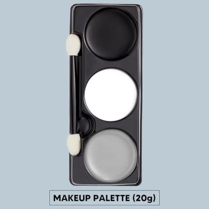 Spooktacular Creations Halloween Makeup Palette 3 Colors Skeleton Face Body Paint with Double-headed Brush for Adult Cosplay SFX Makeup Cosplay Dress Up (7 Oz, Black White Gray ) - color: Black White Gray