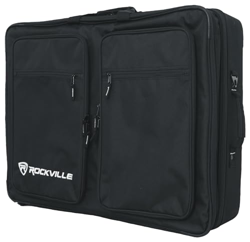 Rockville BP-MIX2621 Padded Mixer Bag Semi Rigid, 26" x 21" x 8.5" | Interior Straps, 7 Removable Dividers, Water Resistant, YKK Zippers, Backpack / Shoulder / Handle Carry, Protective Feet