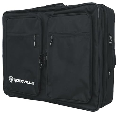 Rockville BP-MIX2621 Padded Mixer Bag Semi Rigid, 26" x 21" x 8.5" | Interior Straps, 7 Removable Dividers, Water Resistant, YKK Zippers, Backpack / Shoulder / Handle Carry, Protective Feet